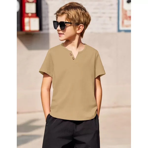 Arshiner Boy's Henley Shirt Soft Style T-Shirt with Multi Color Size 6-16, 2-Pack
