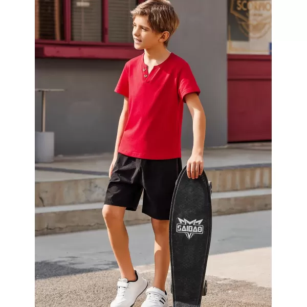 Arshiner Boy's Henley Shirt Soft Style T-Shirt with Multi Color Size 6-16, 2-Pack