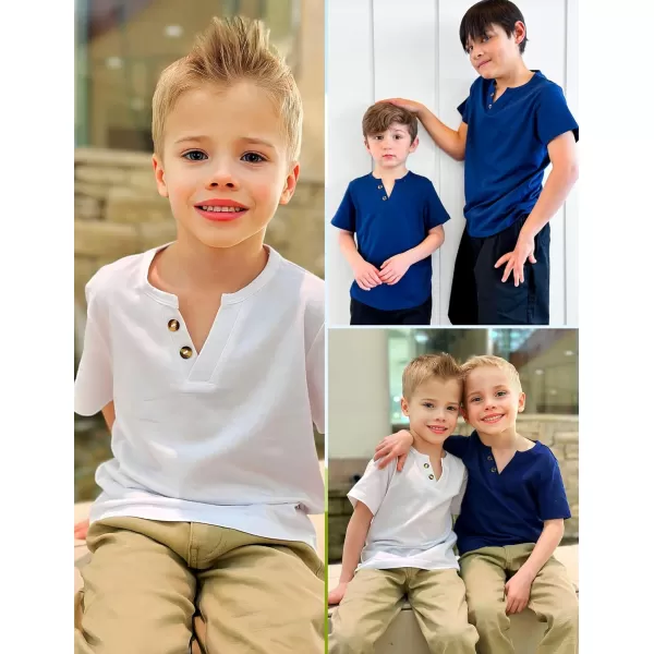 Arshiner Boy's Henley Shirt Soft Style T-Shirt with Multi Color Size 6-16, 2-Pack