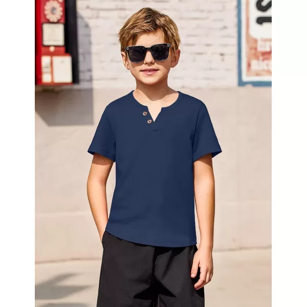 Arshiner Boy's Henley Shirt Soft Style T-Shirt with Multi Color Size 6-16, 2-Pack
