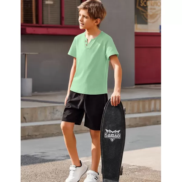Arshiner Boy's Henley Shirt Soft Style T-Shirt with Multi Color Size 6-16, 2-Pack