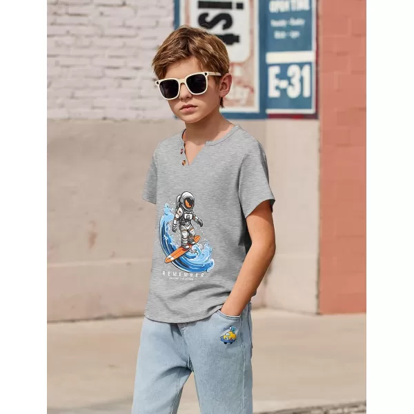 Arshiner Boy's Henley Shirt Soft Style T-Shirt with Multi Color Size 6-16, 2-Pack