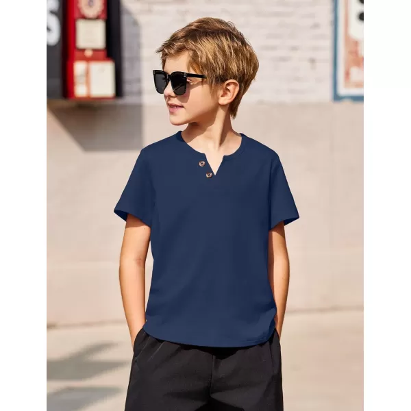Arshiner Boy's Henley Shirt Soft Style T-Shirt with Multi Color Size 6-16, 2-Pack