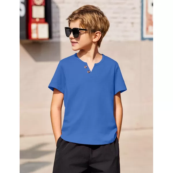 Arshiner Boy's Henley Shirt Soft Style T-Shirt with Multi Color Size 6-16, 2-Pack