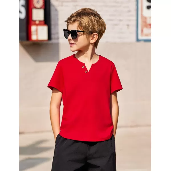 Arshiner Boy's Henley Shirt Soft Style T-Shirt with Multi Color Size 6-16, 2-Pack
