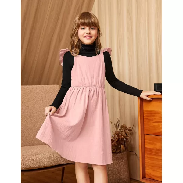 Arshiner Girls Linen Ruffle Backless Dress Flutter Sleeve A-Line Shirred Sundress for 4-12 Years Kids