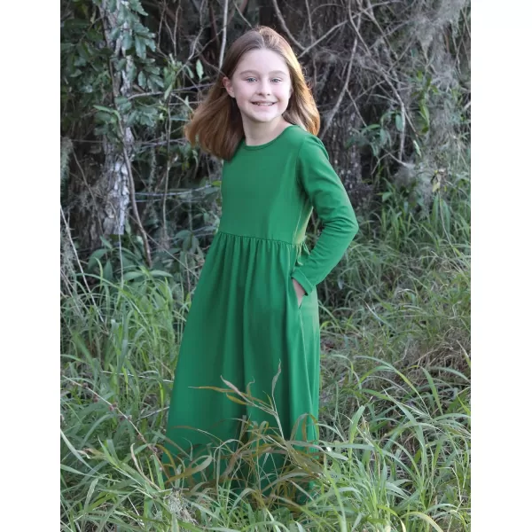 Arshiner Girls Maxi Dress Long/Short Sleeve Casual Holiday Dress with Pockets for 5-13 Years
