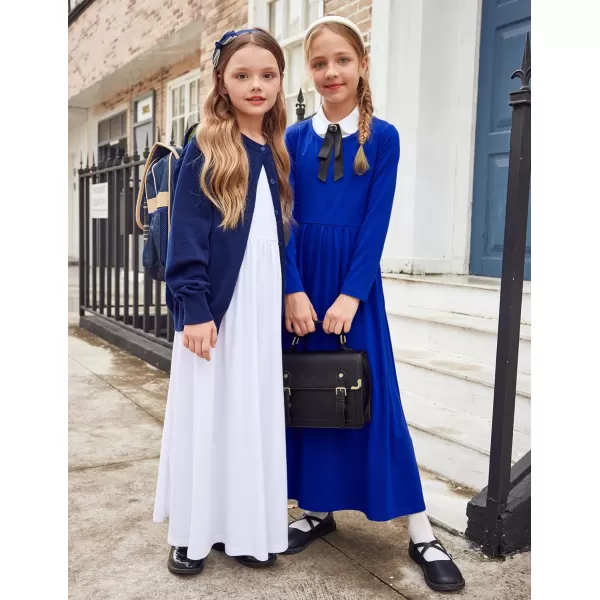 Arshiner Girls Maxi Dress Long/Short Sleeve Casual Holiday Dress with Pockets for 5-13 Years