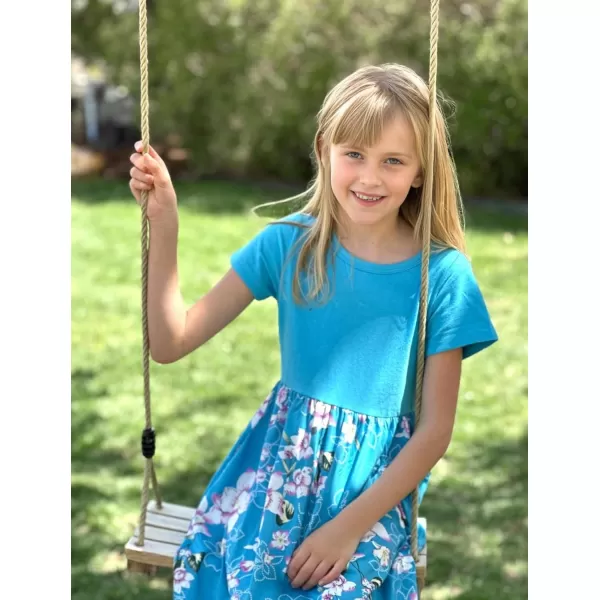Arshiner Girls Maxi Dress Long/Short Sleeve Casual Holiday Dress with Pockets for 5-13 Years