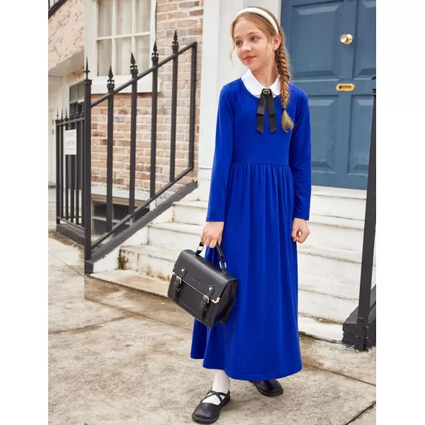 Arshiner Girls Maxi Dress Long/Short Sleeve Casual Holiday Dress with Pockets for 5-13 Years