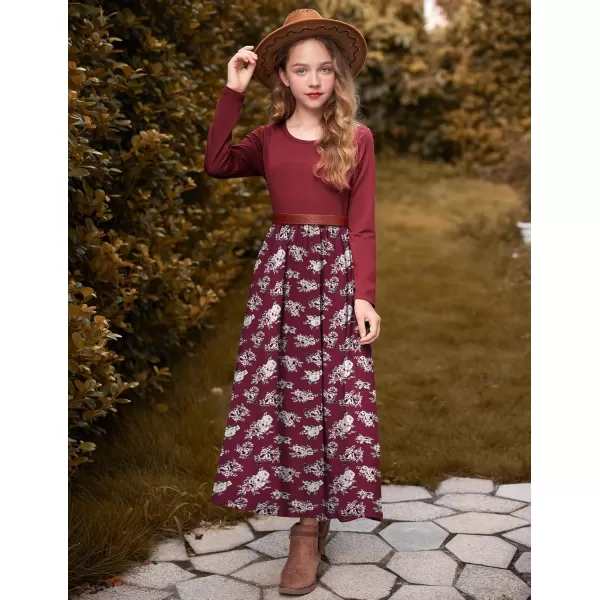 Arshiner Girls Maxi Dress Long/Short Sleeve Casual Holiday Dress with Pockets for 5-13 Years