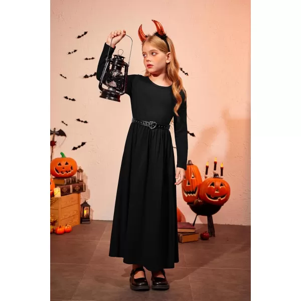 Arshiner Girls Maxi Dress Long/Short Sleeve Casual Holiday Dress with Pockets for 5-13 Years