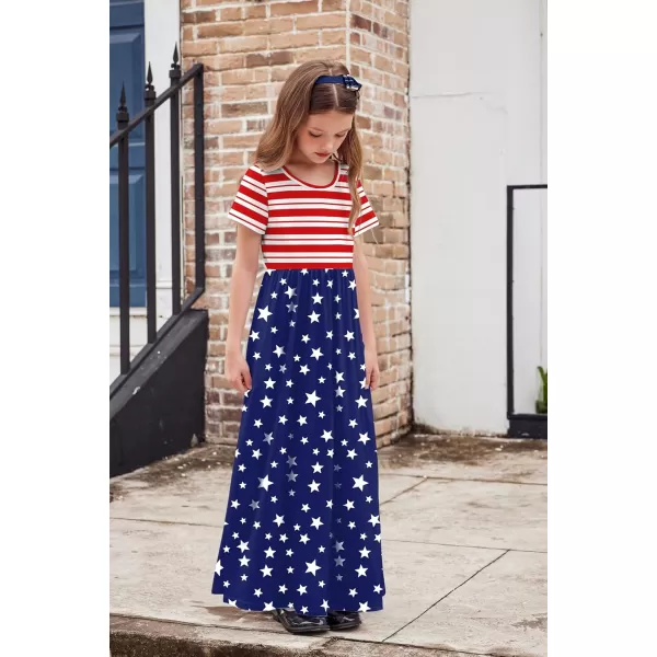 Arshiner Girls Maxi Dress Long/Short Sleeve Casual Holiday Dress with Pockets for 5-13 Years