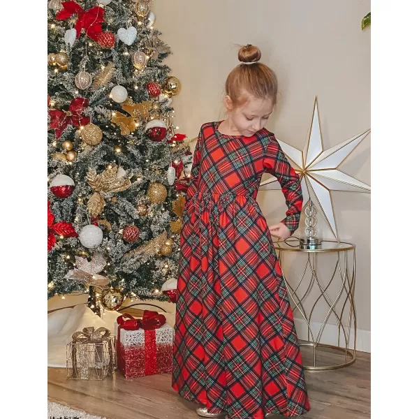 Arshiner Girls Maxi Dress Long/Short Sleeve Casual Holiday Dress with Pockets for 5-13 Years