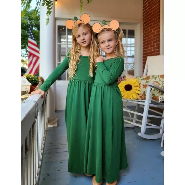 Arshiner Girls Maxi Dress Long/Short Sleeve Casual Holiday Dress with Pockets for 5-13 Years