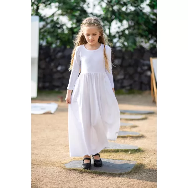 Arshiner Girls Maxi Dress Long/Short Sleeve Casual Holiday Dress with Pockets for 5-13 Years