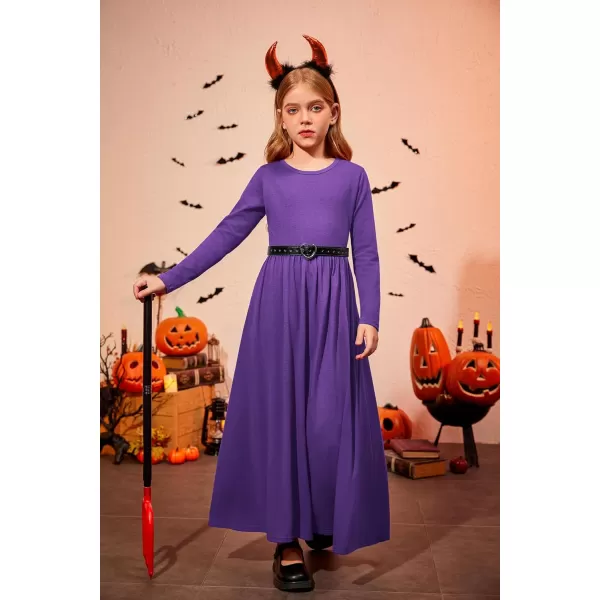 Arshiner Girls Maxi Dress Long/Short Sleeve Casual Holiday Dress with Pockets for 5-13 Years