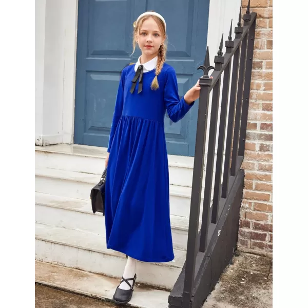 Arshiner Girls Maxi Dress Long/Short Sleeve Casual Holiday Dress with Pockets for 5-13 Years