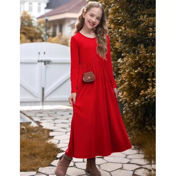 Arshiner Girls Maxi Dress Long/Short Sleeve Casual Holiday Dress with Pockets for 5-13 Years