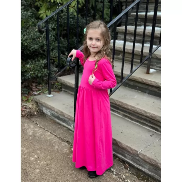 Arshiner Girls Maxi Dress Long/Short Sleeve Casual Holiday Dress with Pockets for 5-13 Years