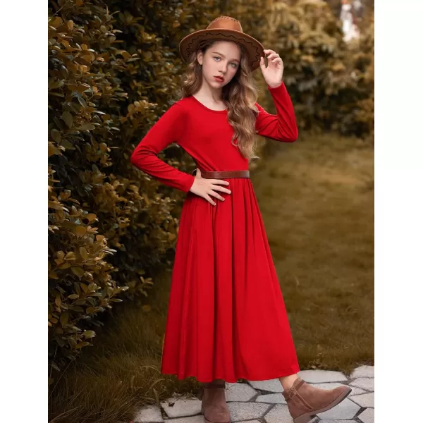 Arshiner Girls Maxi Dress Long/Short Sleeve Casual Holiday Dress with Pockets for 5-13 Years