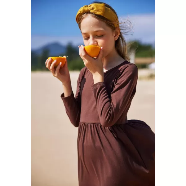 Arshiner Girls Maxi Dress Long/Short Sleeve Casual Holiday Dress with Pockets for 5-13 Years
