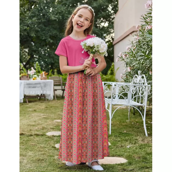 Arshiner Girls Maxi Dress Long/Short Sleeve Casual Holiday Dress with Pockets for 5-13 Years
