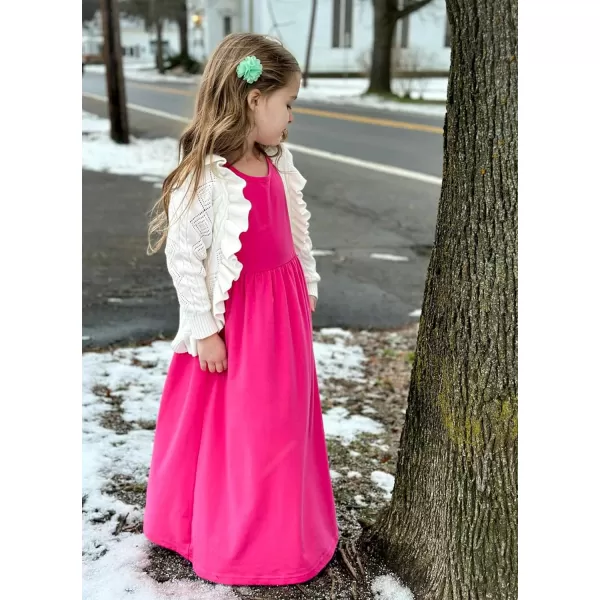 Arshiner Girls Maxi Dress Long/Short Sleeve Casual Holiday Dress with Pockets for 5-13 Years