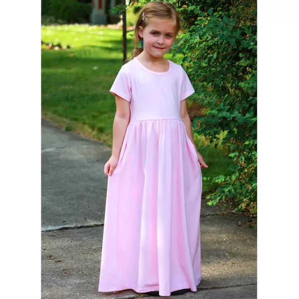 Arshiner Girls Maxi Dress Long/Short Sleeve Casual Holiday Dress with Pockets for 5-13 Years