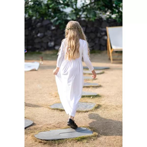 Arshiner Girls Maxi Dress Long/Short Sleeve Casual Holiday Dress with Pockets for 5-13 Years