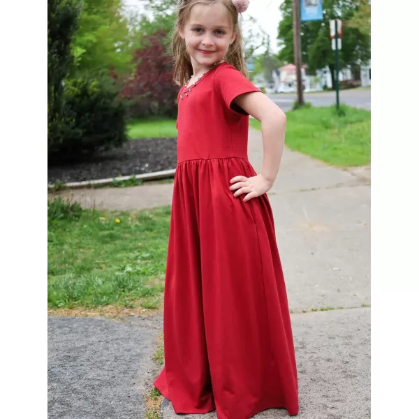 Arshiner Girls Maxi Dress Long/Short Sleeve Casual Holiday Dress with Pockets for 5-13 Years
