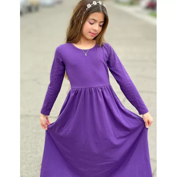 Arshiner Girls Maxi Dress Long/Short Sleeve Casual Holiday Dress with Pockets for 5-13 Years