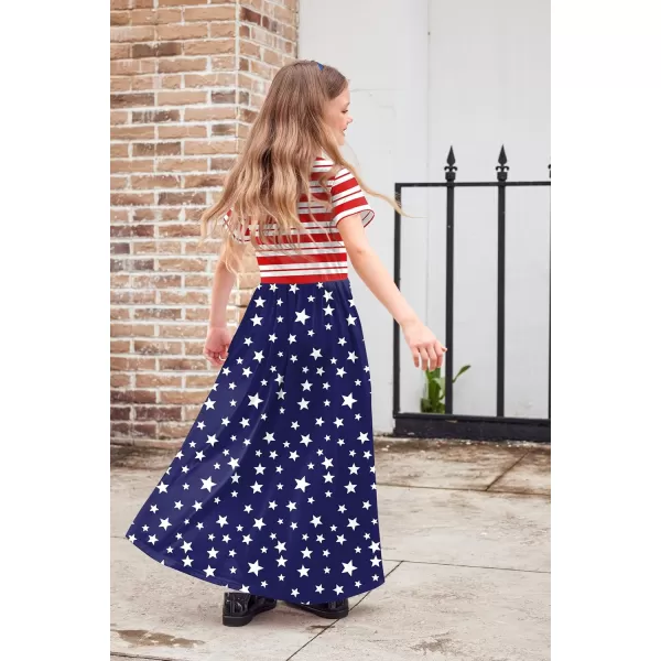 Arshiner Girls Maxi Dress Long/Short Sleeve Casual Holiday Dress with Pockets for 5-13 Years