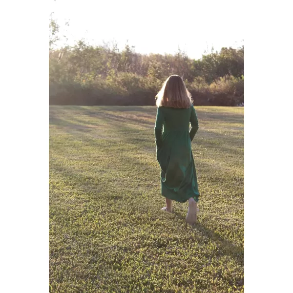 Arshiner Girls Maxi Dress Long/Short Sleeve Casual Holiday Dress with Pockets for 5-13 Years