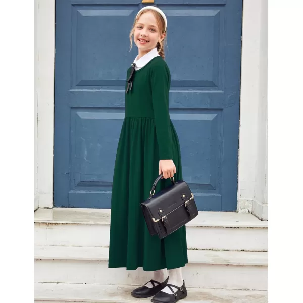 Arshiner Girls Maxi Dress Long/Short Sleeve Casual Holiday Dress with Pockets for 5-13 Years