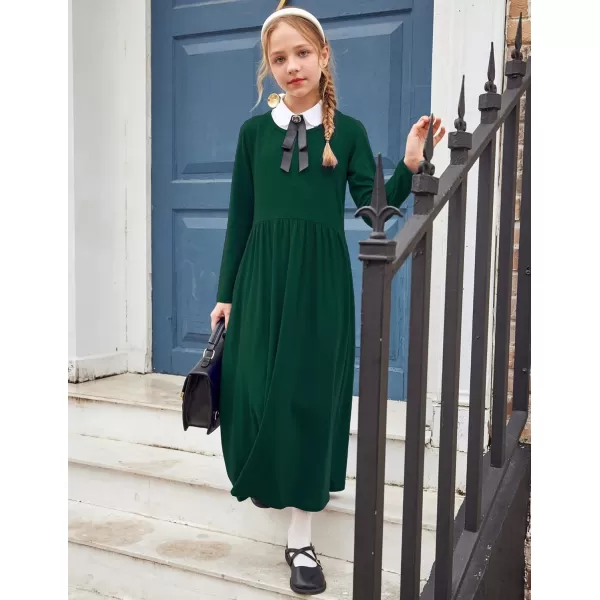 Arshiner Girls Maxi Dress Long/Short Sleeve Casual Holiday Dress with Pockets for 5-13 Years