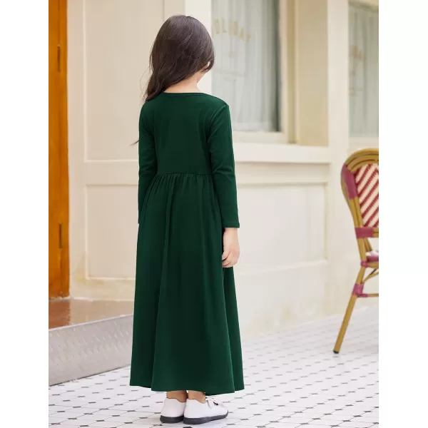 Arshiner Girls Maxi Dress Long/Short Sleeve Casual Holiday Dress with Pockets for 5-13 Years