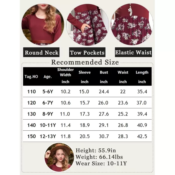 Arshiner Girls Maxi Dress Long/Short Sleeve Casual Holiday Dress with Pockets for 5-13 Years