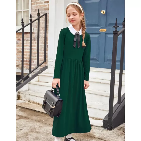 Arshiner Girls Maxi Dress Long/Short Sleeve Casual Holiday Dress with Pockets for 5-13 Years