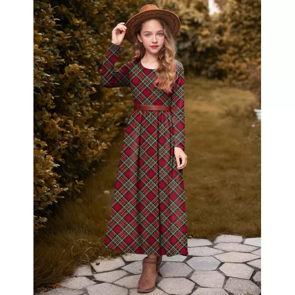 Arshiner Girls Maxi Dress Long/Short Sleeve Casual Holiday Dress with Pockets for 5-13 Years