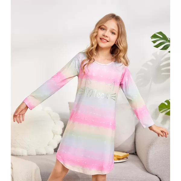 Arshiner Girls Nightgowns Long Sleeve Print Pajamas Nightdress for Kids Soft Sleep Wear Nighties