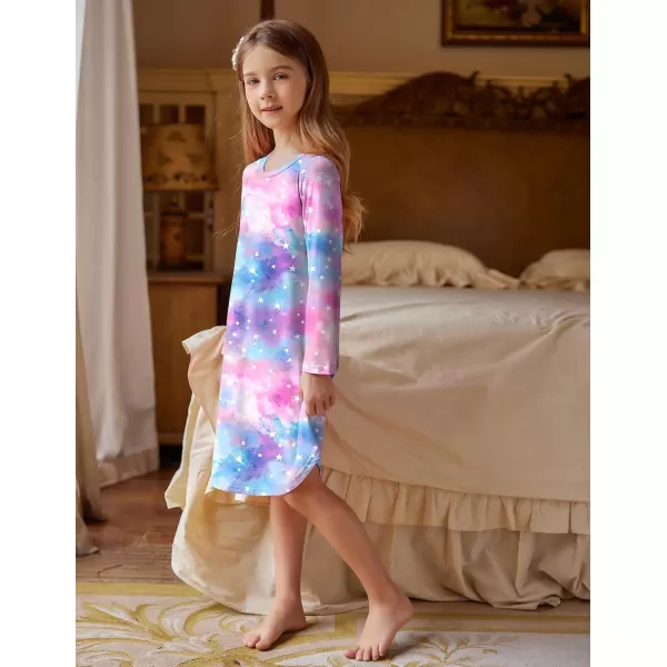 Arshiner Girls Nightgowns Long Sleeve Print Pajamas Nightdress for Kids Soft Sleep Wear Nighties