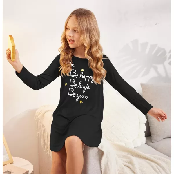 Arshiner Girls Nightgowns Long Sleeve Print Pajamas Nightdress for Kids Soft Sleep Wear Nighties