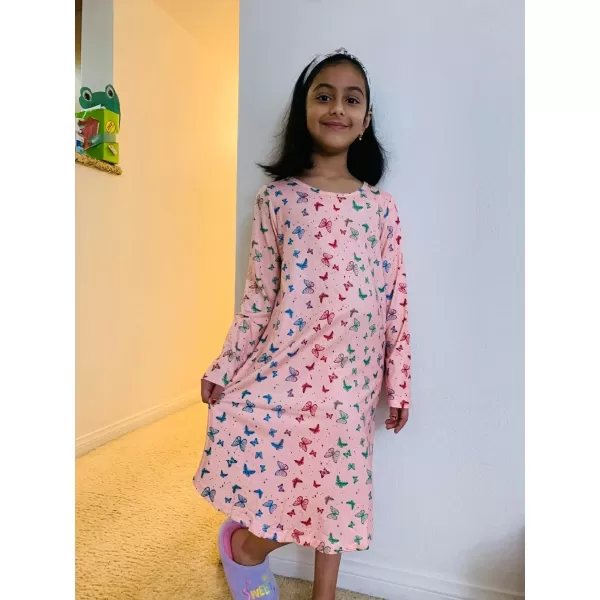 Arshiner Girls Nightgowns Long Sleeve Print Pajamas Nightdress for Kids Soft Sleep Wear Nighties