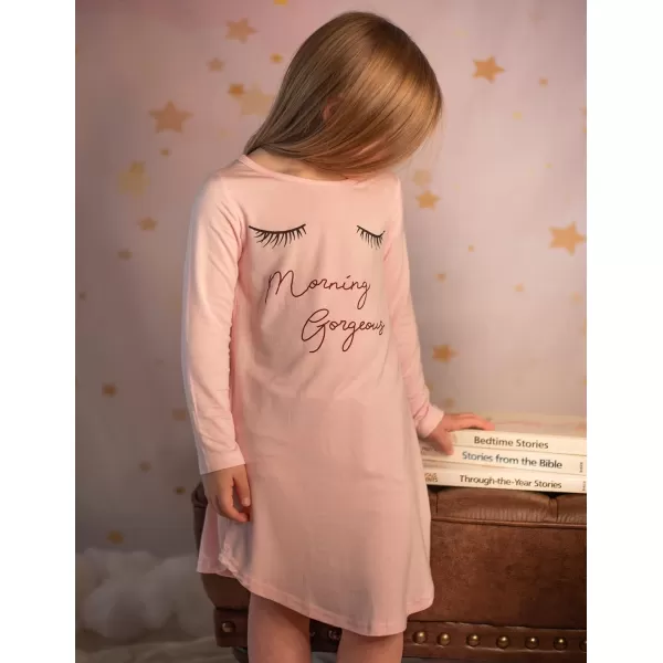 Arshiner Girls Nightgowns Long Sleeve Print Pajamas Nightdress for Kids Soft Sleep Wear Nighties