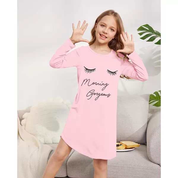 Arshiner Girls Nightgowns Long Sleeve Print Pajamas Nightdress for Kids Soft Sleep Wear Nighties