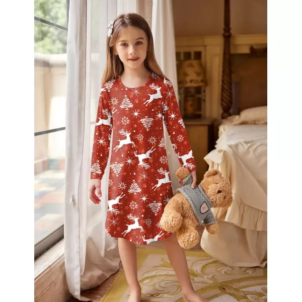 Arshiner Girls Nightgowns Long Sleeve Print Pajamas Nightdress for Kids Soft Sleep Wear Nighties