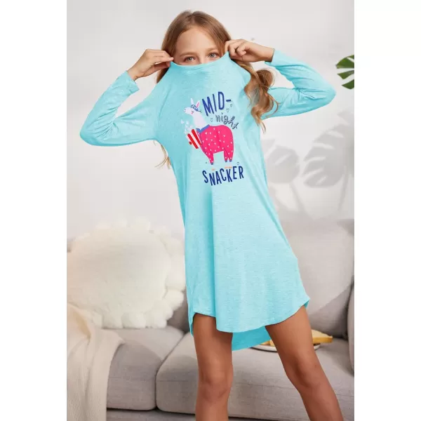 Arshiner Girls Nightgowns Long Sleeve Print Pajamas Nightdress for Kids Soft Sleep Wear Nighties