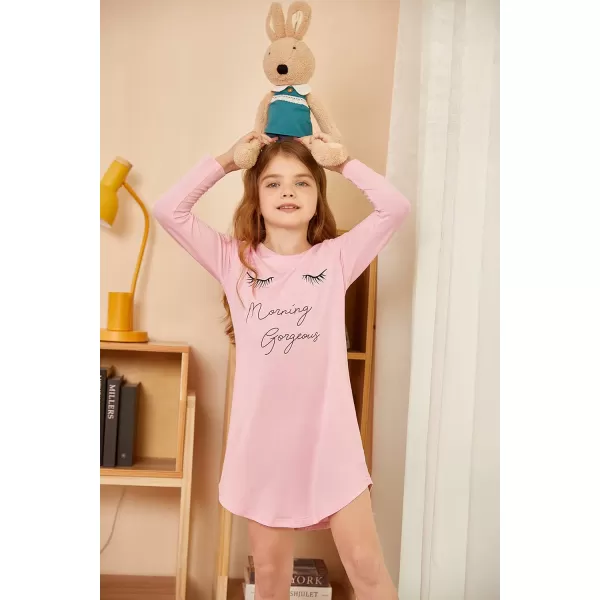Arshiner Girls Nightgowns Long Sleeve Print Pajamas Nightdress for Kids Soft Sleep Wear Nighties