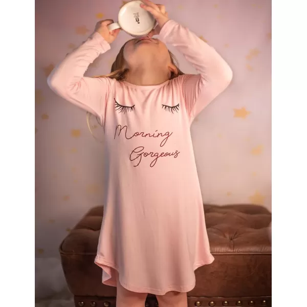Arshiner Girls Nightgowns Long Sleeve Print Pajamas Nightdress for Kids Soft Sleep Wear Nighties